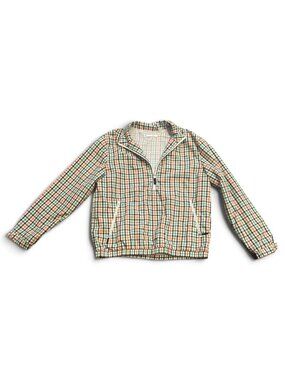 Lizgolf Women’s Medium Plaid Golf Windbreaker Jacket Green Orange Navy Preppy